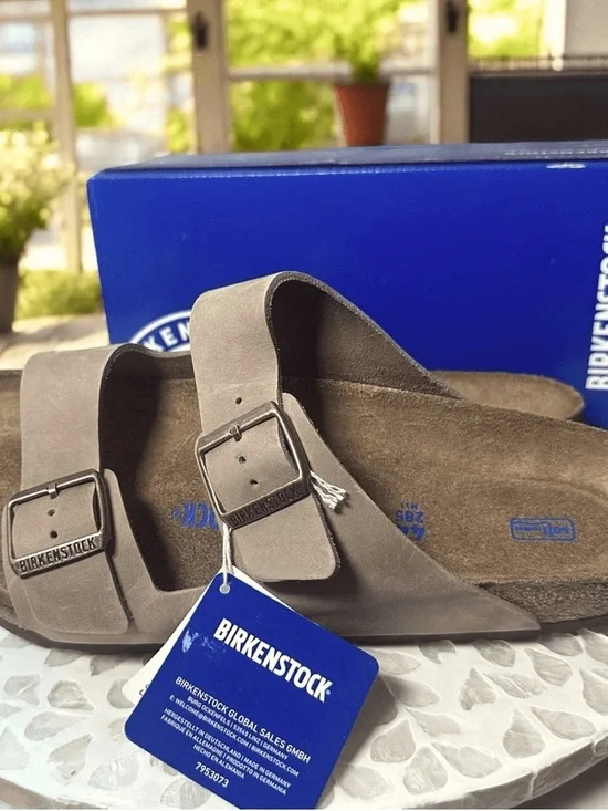 Birkenstock Women's Two-Strap Suede Sandals - Taupe/Brown - Picture 5 of 5